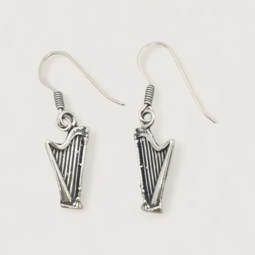Boucles d'Oreilles Pendentifs Argent Recyclé Harpe