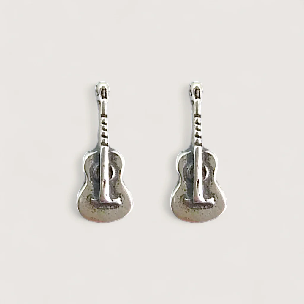 Petites Boucles d’Oreilles Argent Recyclé Guitare