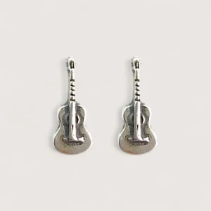 Petites Boucles d’Oreilles Argent Recyclé Guitare