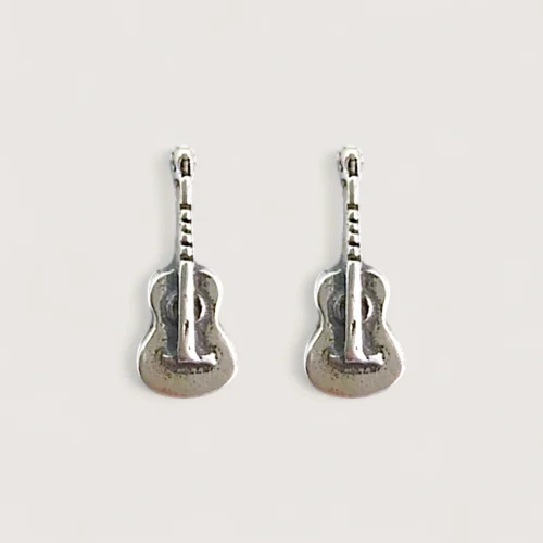 Petites Boucles d’Oreilles Argent Recyclé Guitare