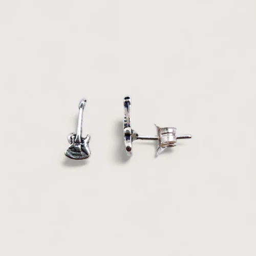 Hõbe - Petites Boucles d’Oreilles - Argent Recyclé - Guitare Électrique Hõbe - Petites Boucles d’Oreilles - Argent Recyclé - Guitare Électrique