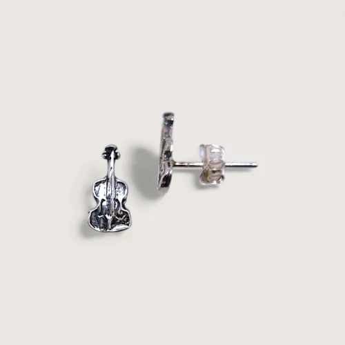 Hõbe - Petites Boucles d’Oreilles - Argent Recyclé - Violoncelle Hõbe - Petites Boucles d’Oreilles - Argent Recyclé - Violoncelle