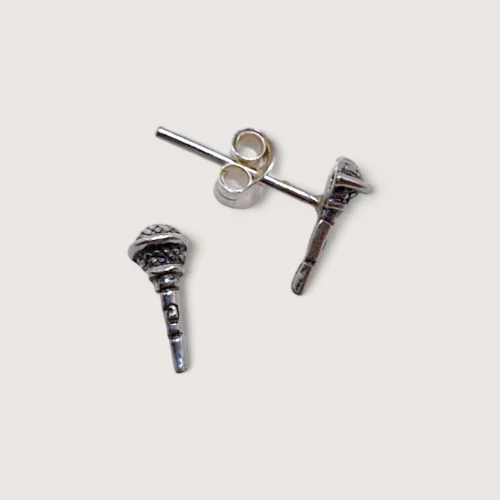 Hõbe - Petites Boucles d’Oreilles - Argent Recyclé - Microphone Hõbe - Petites Boucles d’Oreilles - Argent Recyclé - Microphone