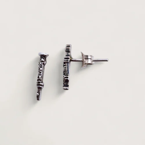 Hõbe - Petites Boucles d’Oreilles - Argent Recyclé - Hautbois
