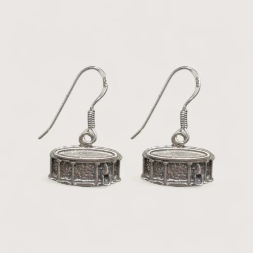 Boucles d'Oreilles Pendentifs Argent Recyclé Tambour