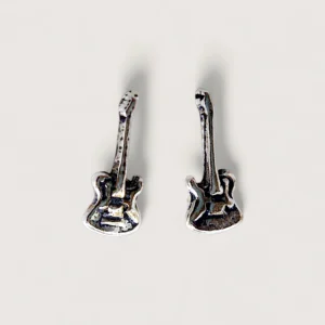 Petites Boucles d’Oreilles Argent Recyclé Guitare Électrique
