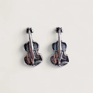 Petites Boucles d’Oreilles Argent Recyclé Violoncelle