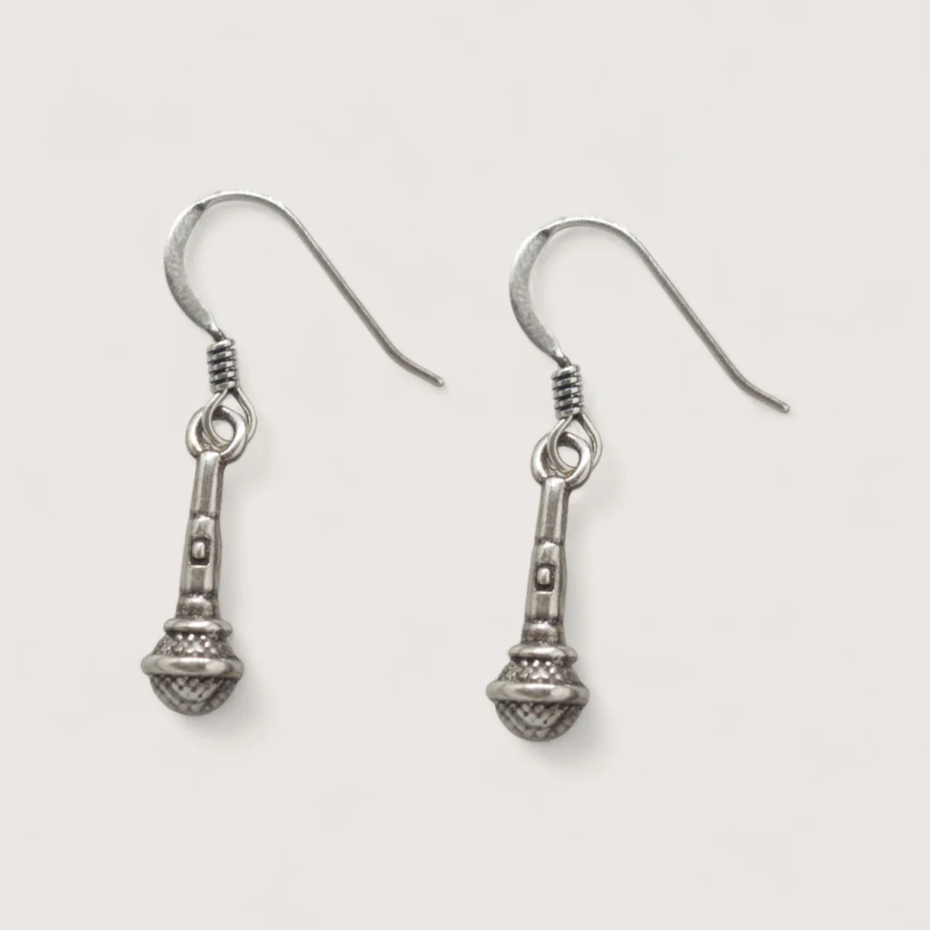 Boucles d'Oreilles Pendentifs Argent Recyclé Microphone