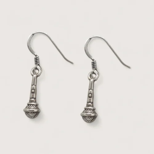 Boucles d'Oreilles Pendentifs Argent Recyclé Microphone