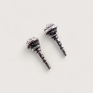 Petites Boucles d’Oreilles Argent Recyclé Microphone