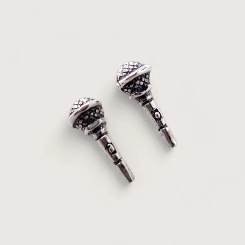 Petites Boucles d’Oreilles Argent Recyclé Microphone Petites Boucles d’Oreilles Argent Recyclé Microphone