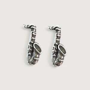 Petites Boucles d’Oreilles Argent Recyclé Saxophone