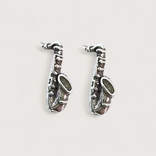 Petites Boucles d’Oreilles Argent Recyclé Saxophone Petites Boucles d’Oreilles Argent Recyclé Saxophone