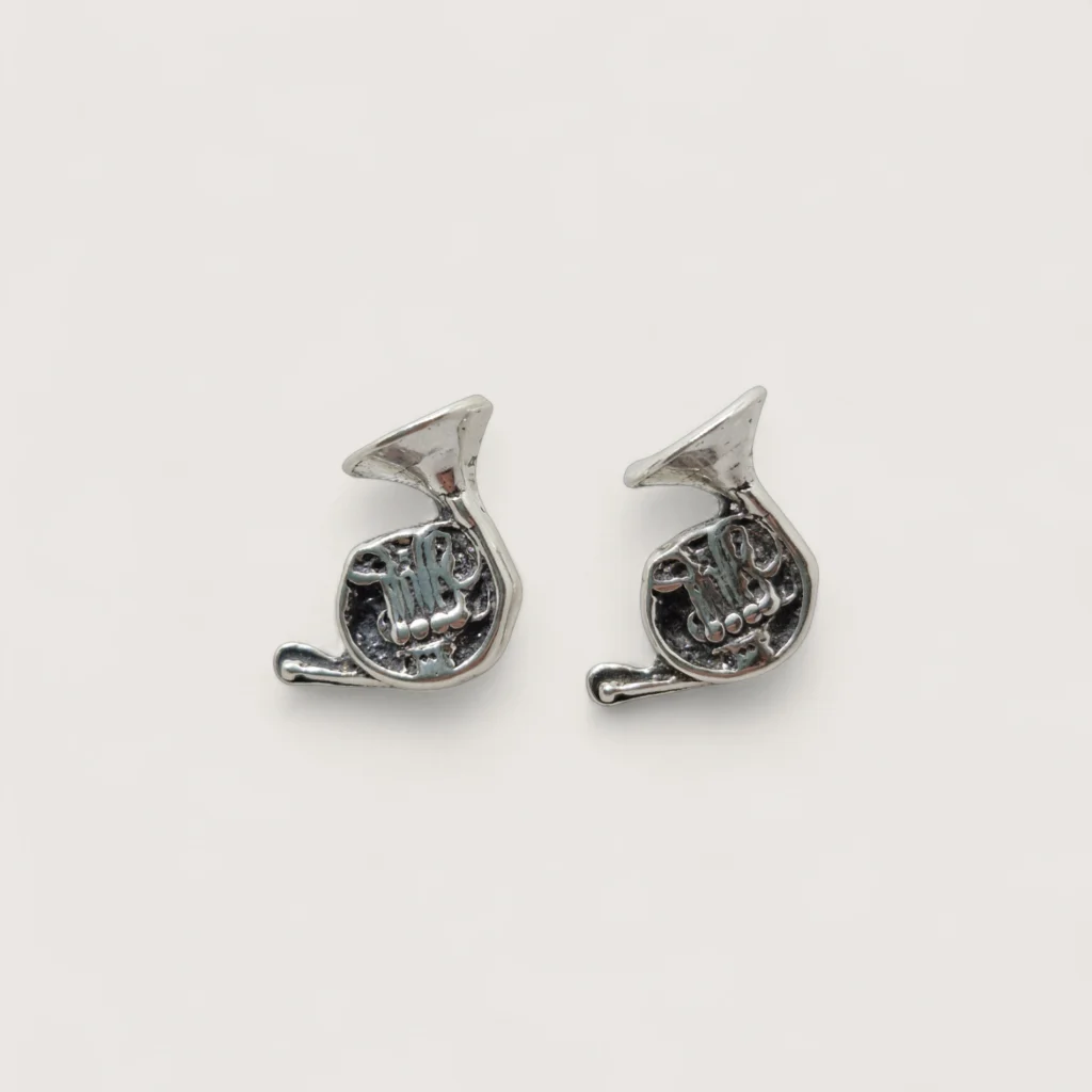Petites Boucles d’Oreilles Argent Recyclé Cor Français
