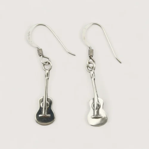 Boucles d'Oreilles Pendentifs Argent Recyclé Guitare