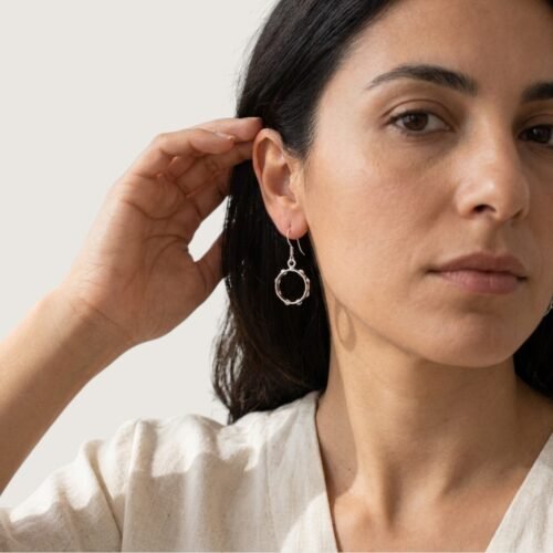 Hõbe - Boucles d'Oreilles Pendentifs - Argent Recyclé - Tambourin