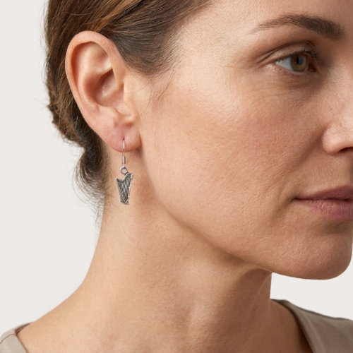 Hõbe - Boucles d'Oreilles Pendentifs - Argent Recyclé - Harpe