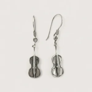 Boucles d'Oreilles Pendentifs Argent Recyclé Violon