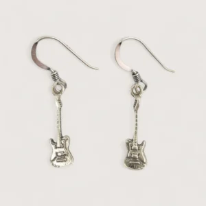 Boucles d'Oreilles Pendentifs Argent Recyclé Guitare Électrique