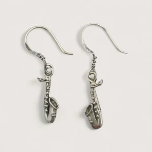 1031 (1).webp Boucles d'Oreilles Pendentifs Argent Recyclé Saxophone